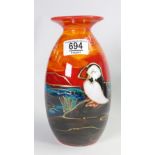 Anita Harris Studio Pottery Signed Vase with Puffin design: