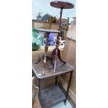 Two Modern Tripod Tables: together with Oak drinks Trolley(3)