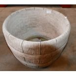 Concrete Barrel Shaped Planter Garden Ornament: height 29cm