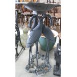 Metal Bird Bath : with Crane theme