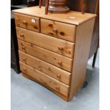 Modern Pine Chest of 6 Drawers: