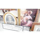 A mixed collection of framed items to include: Prints,