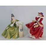 Royal Doulton Lady Figures: Top o The Hill HN1834 & Secret Thoughts HN2382(2)