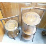 Two 1930's wooden collapsible cake stands: