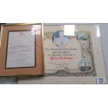 A framed letter from Clarence House to Father Nigel Orchard signed by Lady in Waiting(damaged