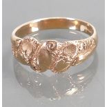 9ct gold ring size Q weight 3g:
