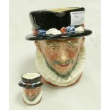 Royal Doulton large Character Jug Beefeaters: together with similar Miniature item(2)