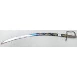 Stirrup Hilted Sword: with blue and gilt 1796 type blade