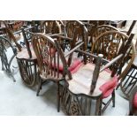 A set of 8 wheel backed pub chairs: