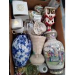 A mixed collection of items to include: Oriental Vase, Phoenix Handled vase,