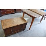 Mid Century Extending Dinning Table: together with Oak Storage Box(2)