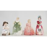Royal Doulton small lady figures: Story time HN3695, Rose Hn1368,