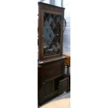 Craved Oak Glazed Corner Unit: