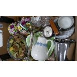 A mixed collection of items to include: Carlton Ware Fruit Bowl, Wedgwood Queens ware teapot,