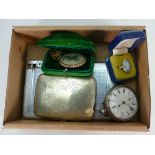 A collection of vintage items; including Silver pocket watch, Wedgwood jasper silver ring,