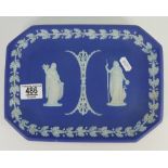 Wedgwood Dip Blue Jasper ware Dressing Table Tray: length 27cm