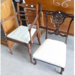 Edwardian Bedroom Chair: together with later Inlaid Armchair(2):