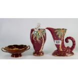 Beswick Rouge Vases: together with similar Carlton Ware items,