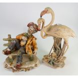 Large Resin Figure of Flamingo's: together with Italian Tramp figure,