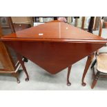 Mahogany Reproduction Folding Table: on Queen Anne Pad Feet, width 95cm ,