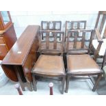 1950's Oak Framed Chairs & similar drop leaf table(5):