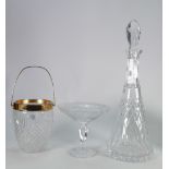 A collection of Wedgwood Irish Galway Glass to include: Decanter, Biscuit Barrel and Comport,