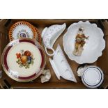 A mixed collection of pottery to include: Woods Ivory Ware, Wedgwood, Coalport Cabbage Ware Bowl ,