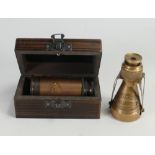 Royal Navy Brass Monocular: & Brass Marine Telescope in Wooden Case