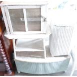 A mixed collection of items to include: Painted Lloyd Loom type box,