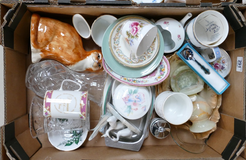 A mixed collection of items to include: commemorative mugs, floral tea ware,