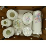 A collection of Aynsley Little Sweet Heart patterned item to include: Vases, Lidded boxes,
