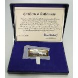 The Danbury Mint Silver ingot: commemorating Concorde dated 1976, boxed with certificate.