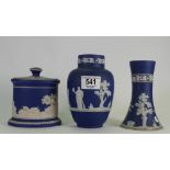 A collection of 19th Century Adams Jasperware item to include: Jar & Cover & two Vases(3)