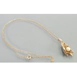 9ct gold pearl set pendant & 46cm 9ct chain: 2.