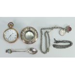 Thomas Russell gents pocket watch & silver watch chains: Gold plated watch,