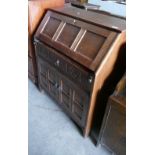 Small Oak Carved Bureau: