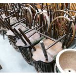 A set of 8 wheel backed pub chairs: