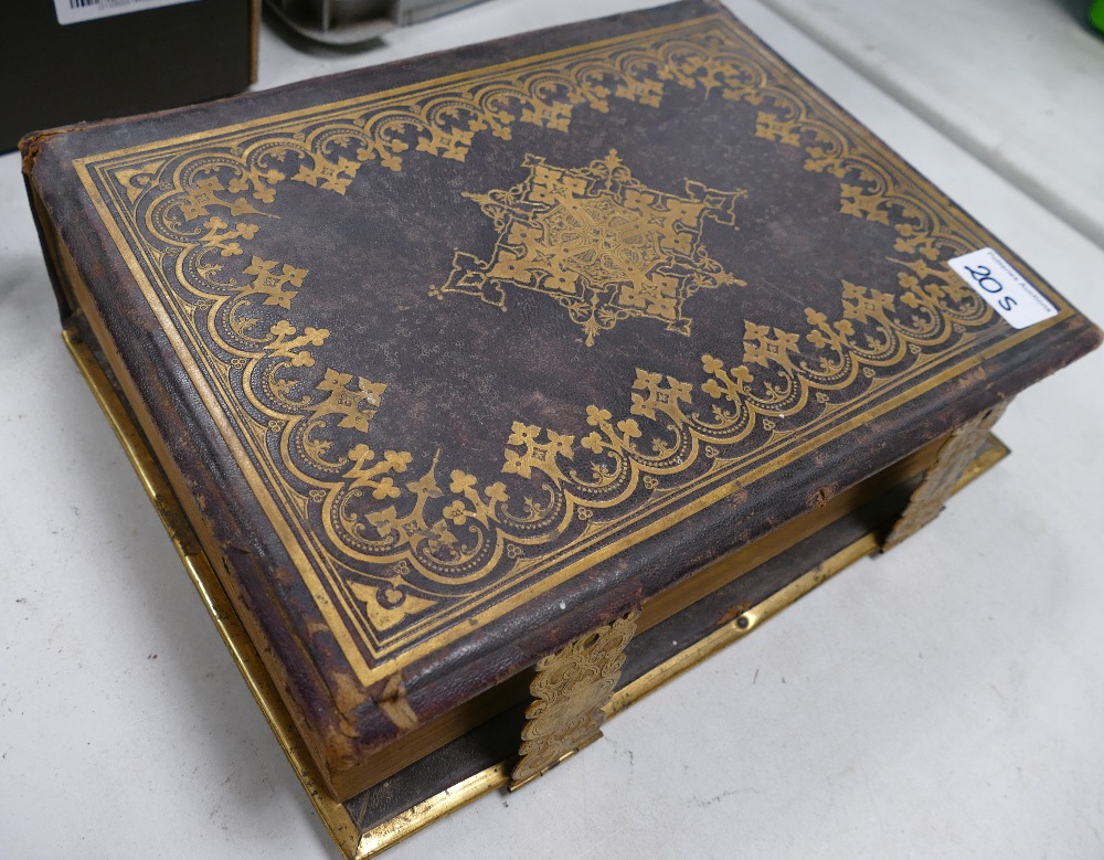 Leather bound brass locking early 20th Century holy Bible: