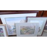 A collection of Framed Landscape Watercolours & Pastille Pictures(3):