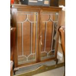 1930's Oak Display Cabinet: with Leaded glass doors