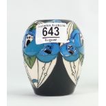 Moorcroft Rennie rose blue vase: designed by Rachel Bishop,