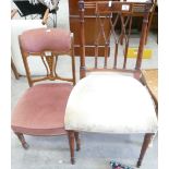Inlaid Edwardian Bedroom Chair: together with similar dinning chair(2)