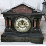 Slate type mantle clock: width 34cm