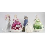 A collection of Coalport lady figures : Rosemary (damaged) Lynette, L'Ombelle,