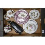 A collection of pottery to include: Wedgwood decanter,