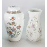 Wedgwood Ginger Jar in Kutani Crane: together with Rose Hip patterned vase(2)