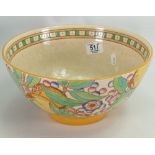 Bursley Ware Charlotte Rhead TL38 Floral Decorated Fruit Bowl: diameter 28cm (crazing noted)