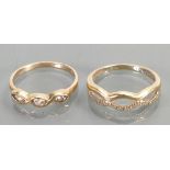 Two 9ct gold rings set diamonds: 3.