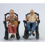 Resin Figures of Elderly People in Rocking Chair: height 17cm(2)