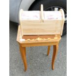 Walnut Sewing Table: together with similar sewing basket(2)